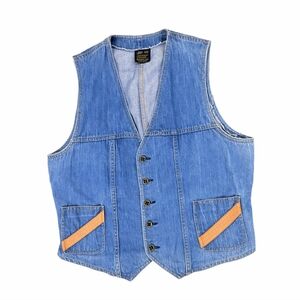 Sears The Mens Store Vintage Jeans Joint Western Denim And Leather Vest 42R